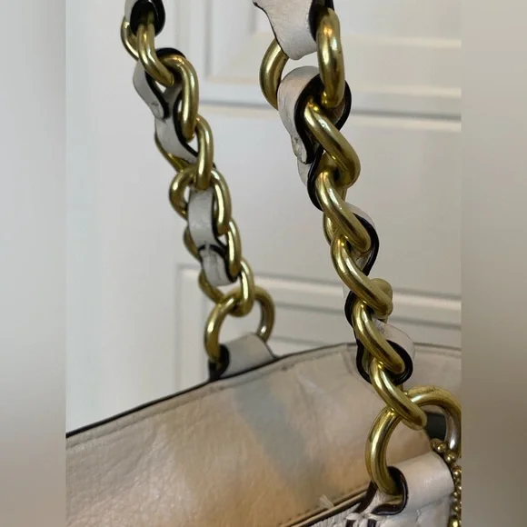 Coach Ivory Leather Tote with Gold Chain and Leather Straps Retail Style 20466 - Picture 3 of 16